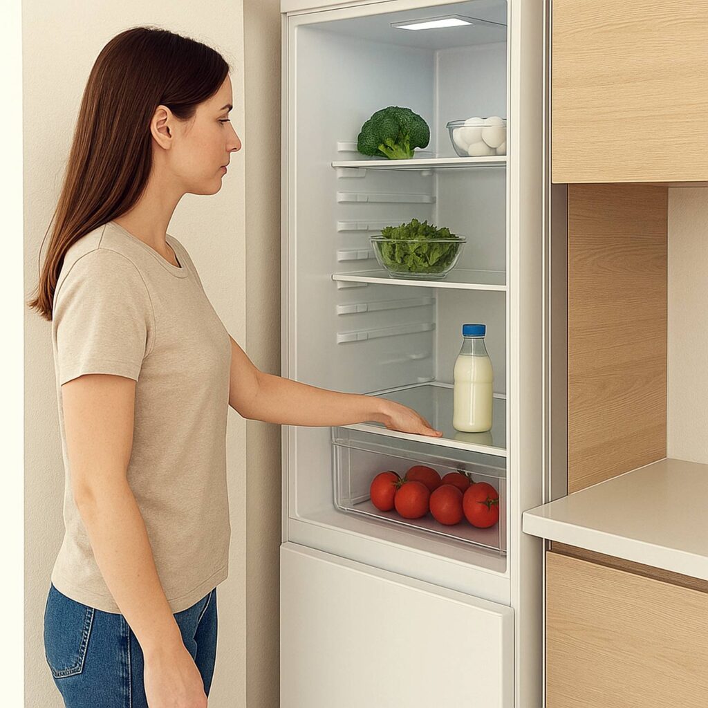 여름철 냉장고 관리와 문 닫는 습관을 지키는 모습
