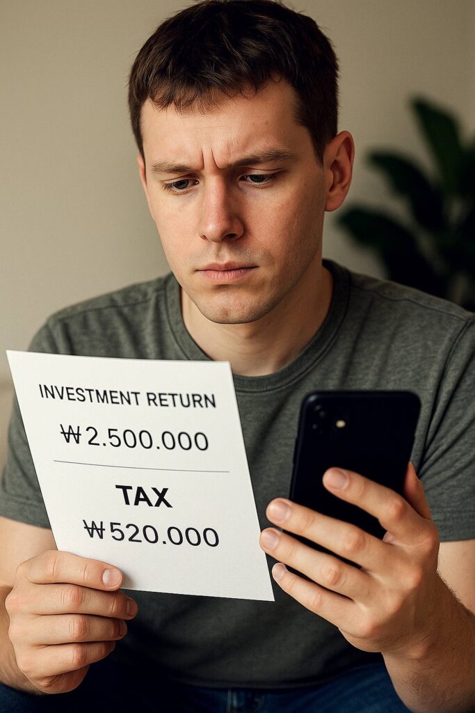 MZ세대가 투자 수익률과 세금 비교하는 모습