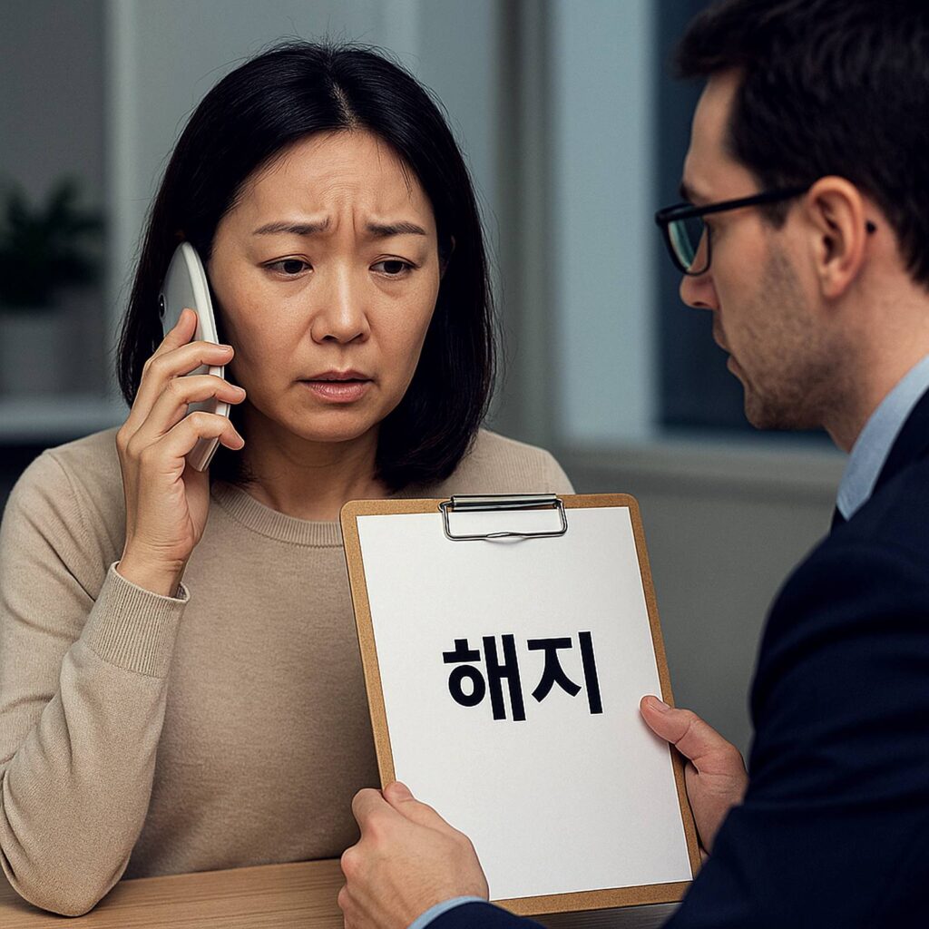 상담을 통해서 렌탈 가정 위약금 계약을 해지하는 모습