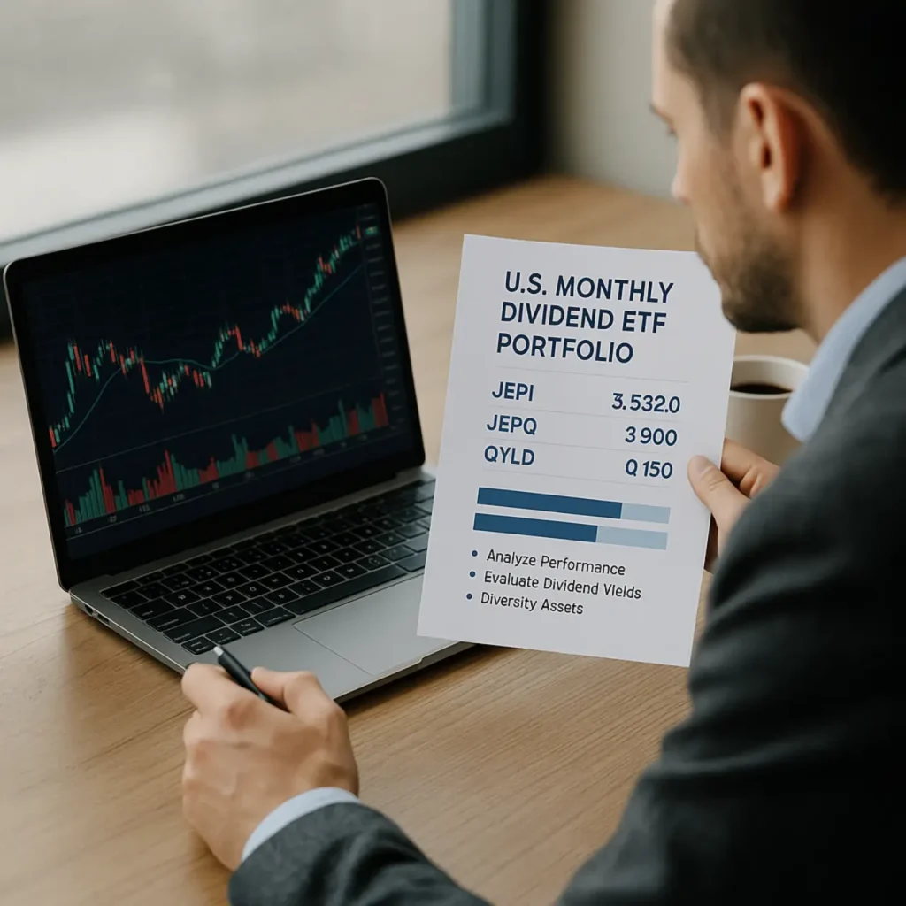 미국 월배당 ETF 포트폴리오를 분석하는 투자자