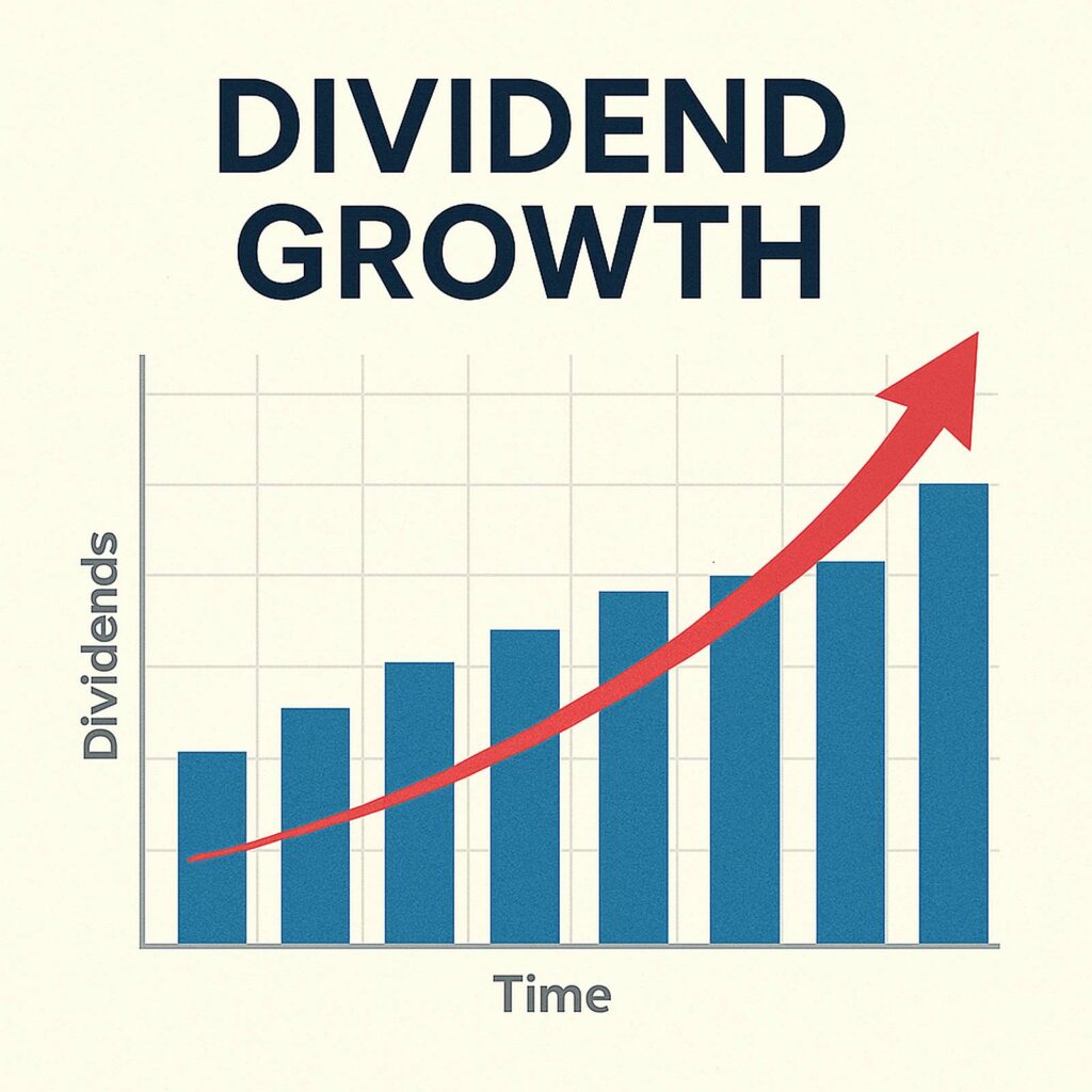 배당 성장률과 주가 상승률을 함께 보여주는 그래프 인포그래픽